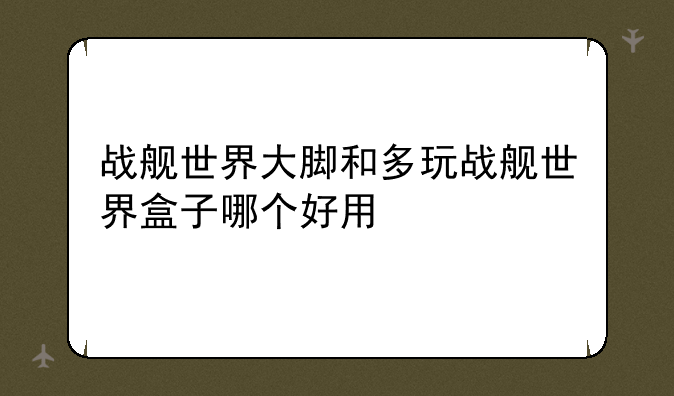 战舰世界大脚和多玩战舰世界盒子哪个好用